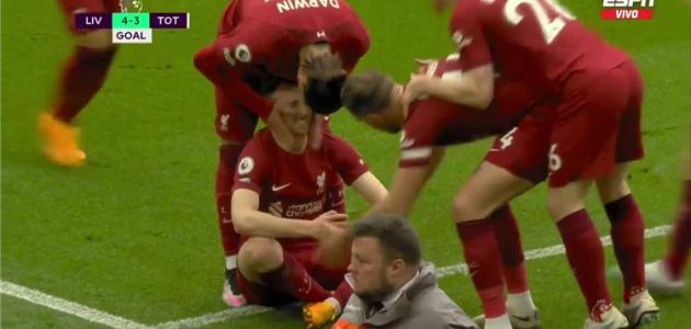 فيديو | جوتا يسجل هدف ليفربول الرابع أمام توتنهام في الوقت القاتل